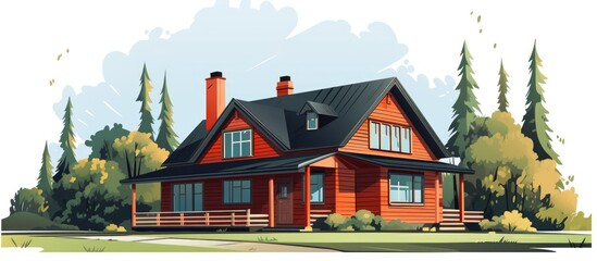 House 2d illustration with transparent background and high quality symbols for design purposes