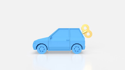 The Blue car wind up for automobile or transportation concept 3d rendering.