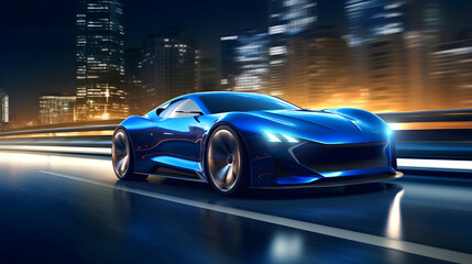 Fototapeta na wymiar CG Representation of a Sleek, Modern Sports Car against an Urban Background
