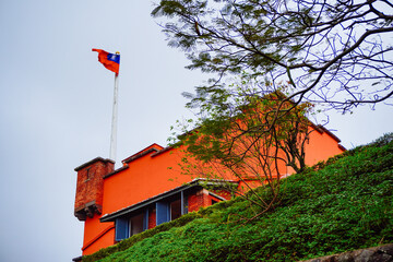 Taipei, Taiwan, Republic of China, 01 22 2024: Tamsui red hair fortress (Angmo Siaa or Fort San Domingo )