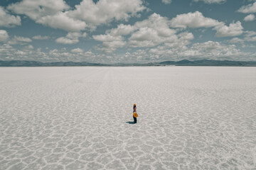 tourist on Pools in Salinas Grandes, Jujuy, Argentina - mar 2th 2024
