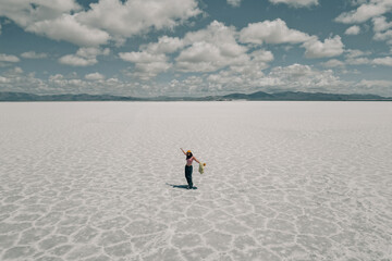 tourist on Pools in Salinas Grandes, Jujuy, Argentina - mar 2th 2024