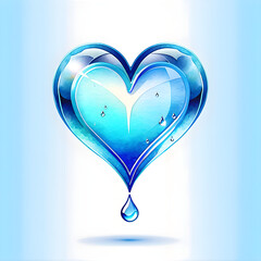 Blue Heart-Shaped Large Water Droplet: Symbol of Love.(Generative AI)