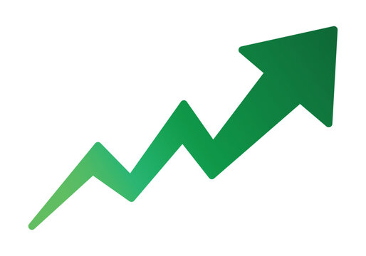 Growing business green arrow on white. Profit arow Vector illustration.Business concept, growing chart. Concept of sales symbol icon with arrow moving up. Economic Arrow With Growing Trend.