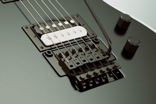 Detailed Electric Guitar Elements on a Dark Background - Musical Precision