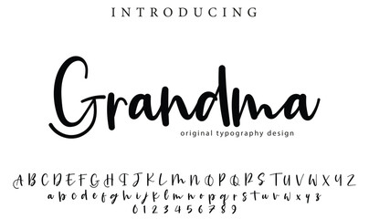 Grandma Font Stylish brush painted an uppercase vector letters, alphabet, typeface