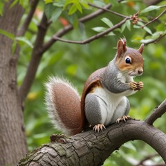 Naklejka na ściany i meble Cute animal squirrel that lives in the tree