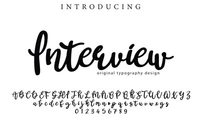 Interview Font Stylish brush painted an uppercase vector letters, alphabet, typeface