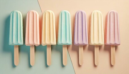 Ice cream sticks on pastel colors background 