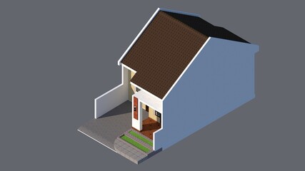 3D Illustration of A Small House-House Exterior