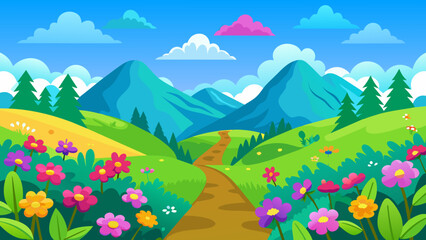 Fototapeta na wymiar vibrantly-colored-flowers-covering-hills background 