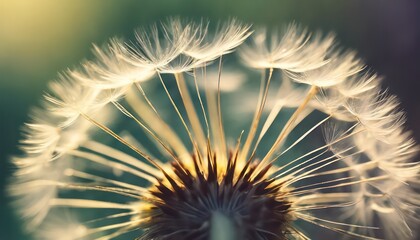 Ethereal dandelion close-up at sunset