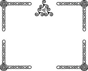 Celtic Braid Border with Triskele Corners and Celtic Spirals - obrazy, fototapety, plakaty