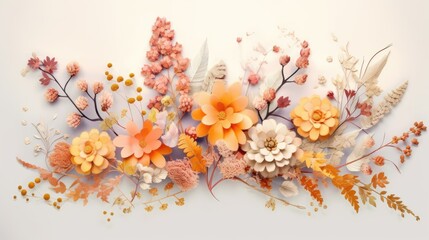 Obraz na płótnie Canvas Autumn photo pastel composition made of beautiful flowers