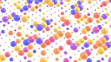 multicolored spherical candy like particles 3d illustration. Can be used to represent celebration and fun concepts on a geometric background