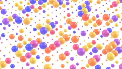 Obraz premium multicolored spherical candy like particles 3d illustration. Can be used to represent celebration and fun concepts on a geometric background