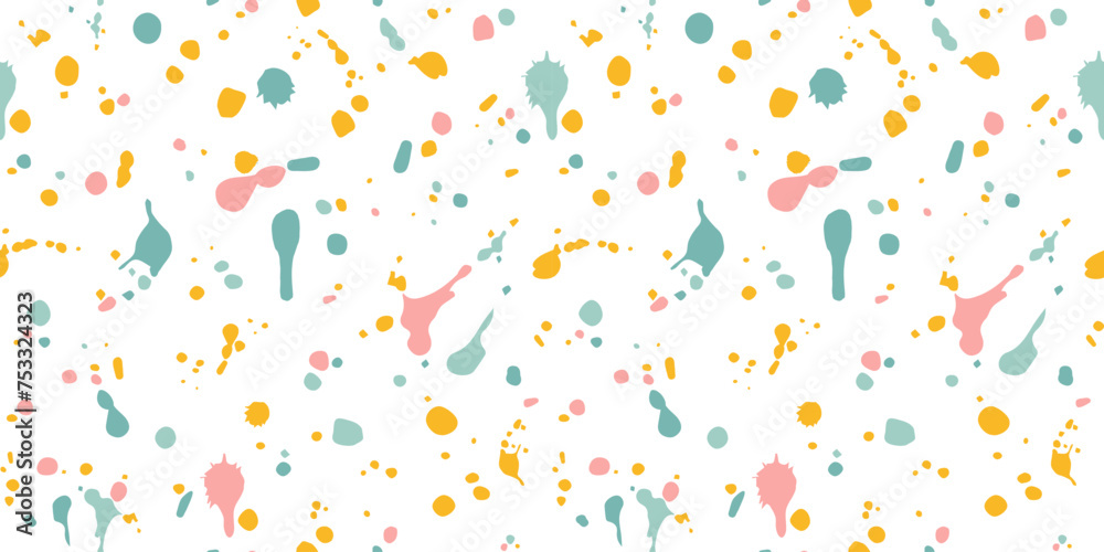 Aufkleber Abstract Paint Splatter Seamless Pattern. Modern Art Style Texture. Vector Background in Grunge Style for Birthday Party, Carnival Posters, Holi Greetings and Paintball Banners