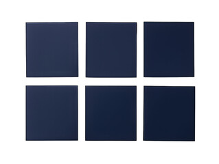 Set of navy blue blank paper isolated on transparent background, transparency image, removed background