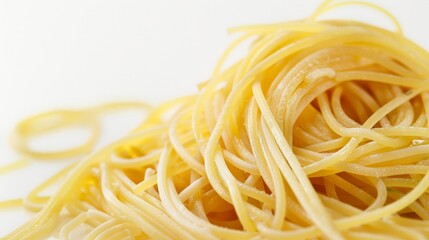 Spaghetti pasta in a dish isolated on white background