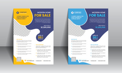 Real estate modern home sale flyer template Premium Vector