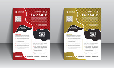 Real estate modern home sale flyer template Premium Vector