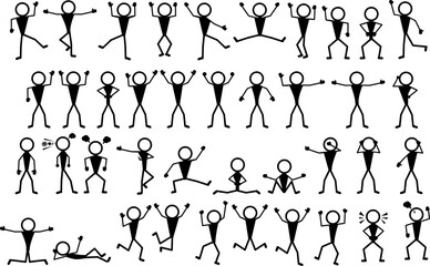 stick figure set, pictogram, stickman. stickfigure, stick man