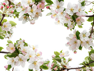 Obraz na płótnie Canvas Springtime Bloom: Fresh Apple Blossoms Encircling a Blank Space