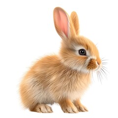 Fototapeta premium Realistic brown rabbit illustration on white.
