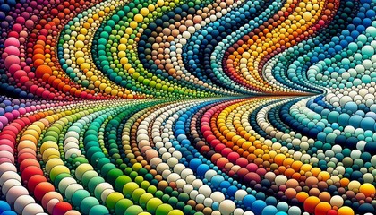 Abstract Multicolored Spheres in Wave Patterns
