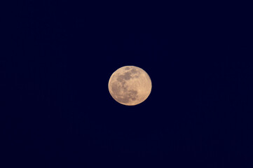 Full Moon over Night Sky in Big Bend National Park, in Southwest Texas.