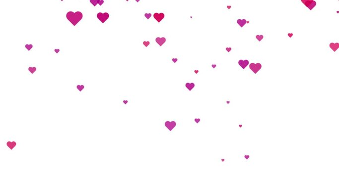 Bright Pink Hearts animation for Valentine's day Greeting love video. 4K Romantic animation on white background for Valentine's day, St. Valentines Day, Mother's day, Wedding anniversary invitation.