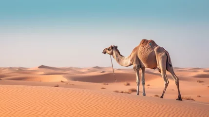 Gordijnen Camels in the Sahara desert © andri