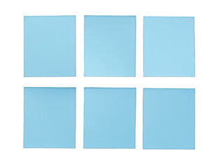 Set of blue blank paper isolated on transparent background, transparency image, removed background