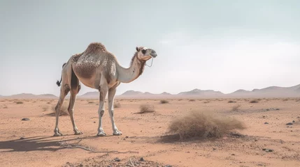 Gordijnen Camels in the Sahara desert © andri