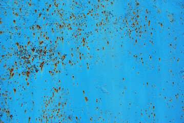 Blue painted rusted metallic wall texture