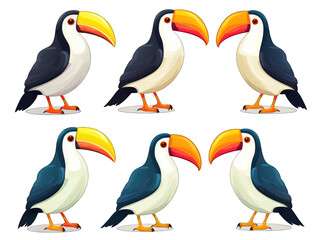 Set of toucan isolated on transparent background, transparency image, removed background