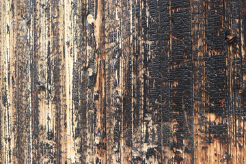 日本の伝統的な焼杉の壁