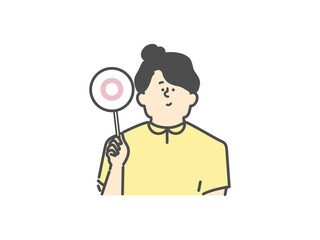 女性介護士のマルイラスト（⚪︎）
