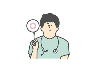男性医師のマルイラスト（⚪︎）