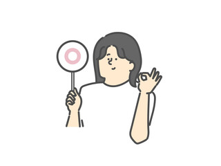 女性介護士のマルイラスト（⚪︎）OKポーズ