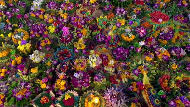 Ornamental floating flowers at Loi Krathong festival in Nonthaburi.