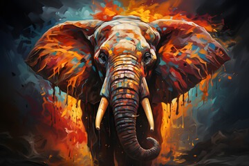 colorful Elephant - obrazy, fototapety, plakaty