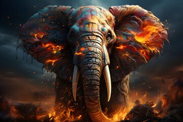colorful Elephant - obrazy, fototapety, plakaty
