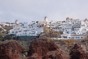 Oia town on the rocky shores of Santorini island