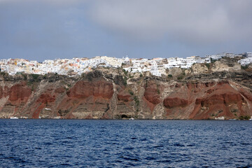 Oia town on the rocky shores of Santorini island