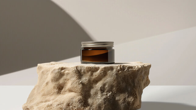 Liquid Jar on Top of Rock