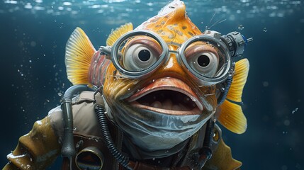 Underwater documentary filming by 3D character