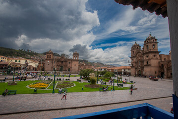 The Main Square of Cusco has immense historical and cultural importance. It was the center of the Inca capital, originally known as Huacaypata, and was considered the navel of the world by the Incas. - obrazy, fototapety, plakaty