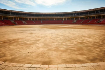 Rolgordijnen Empty round bullfight arena in Spain. Spanish bullring for traditional performance of bullfight © MVProductions