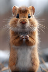 Obraz premium Curious Hamster Inspecting Its Surroundings in Natural Habitat